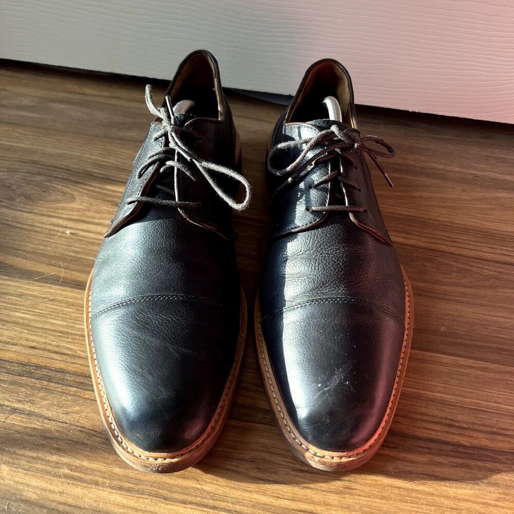 Gordon Rush Pebbled Leather Derby Cap Toe Oxford Size 12 Carlin 104963 Slate